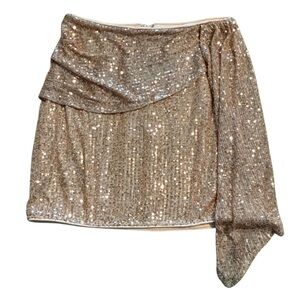 Le Lis Gold Sequin Wrap Mini Skirt